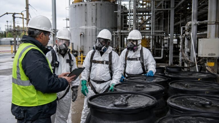 United States facility team planning a temporary hazardous waste cleanout event