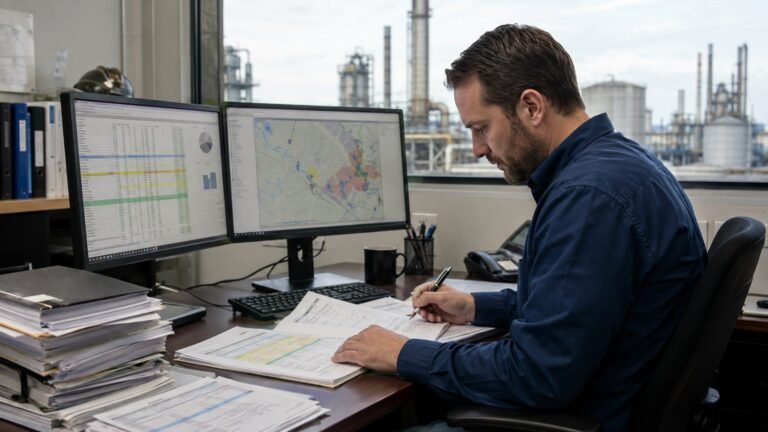 Environmental data analyst reconciling biennial hazardous waste report records