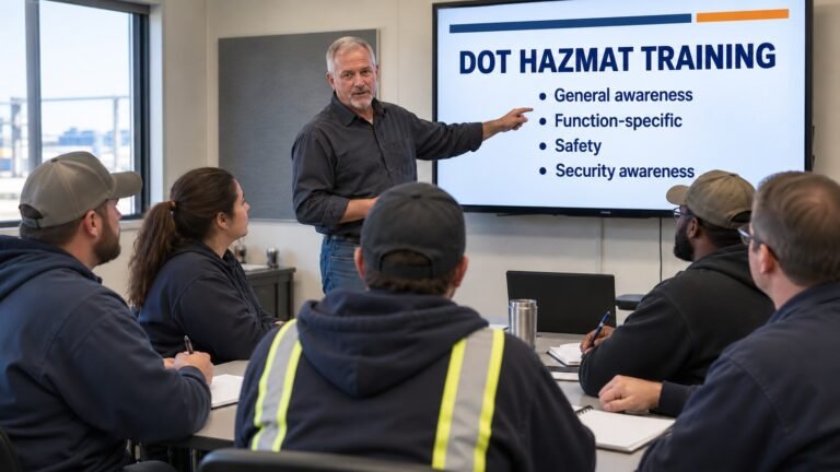 Industrial employees participating in a function-focused classroom training session