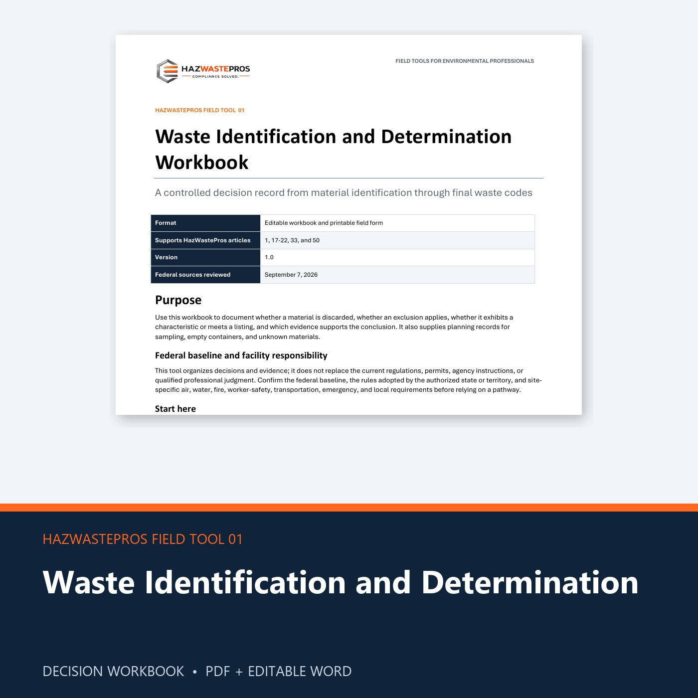 Waste Identification and Determination Workbook
