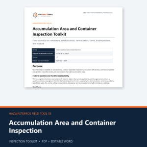 Accumulation Area and Container Inspection Toolkit