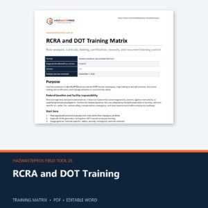 RCRA and DOT Training Matrix