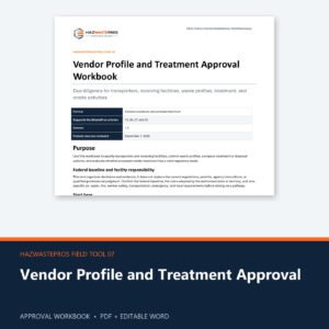 Vendor Profile and Treatment Approval Workbook