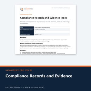 Compliance Records and Evidence Index