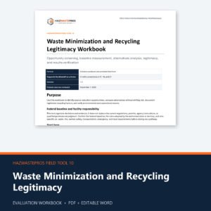 Waste Minimization and Recycling Legitimacy Workbook