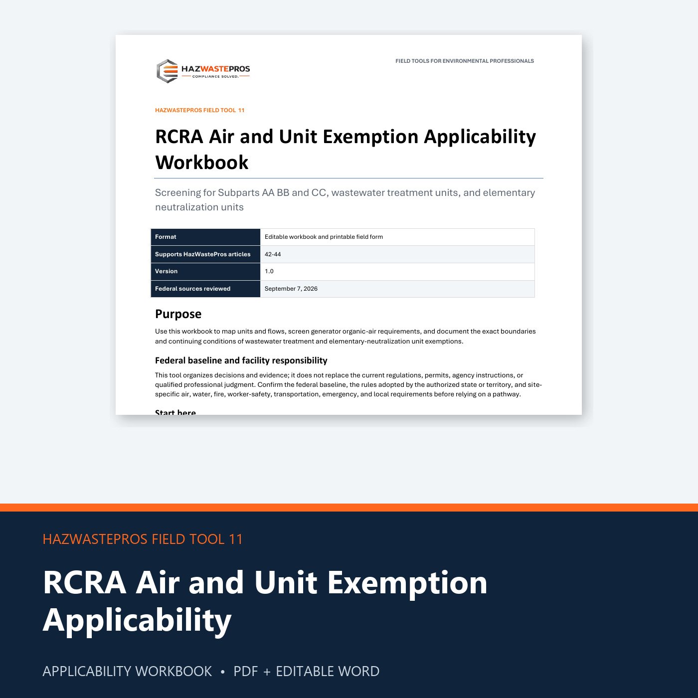 RCRA Air and Unit Exemption Applicability Workbook