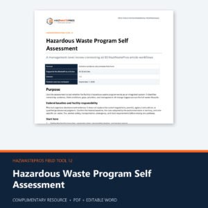 Hazardous Waste Program Self Assessment